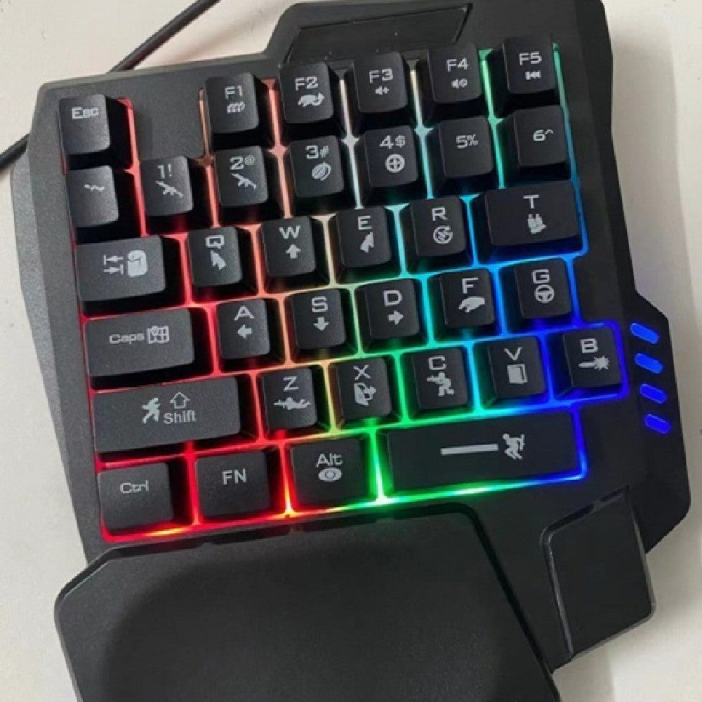 Einhand-Gaming-Tastatur & Maus-Set – Mechanisch, RGB, Ergonomisch