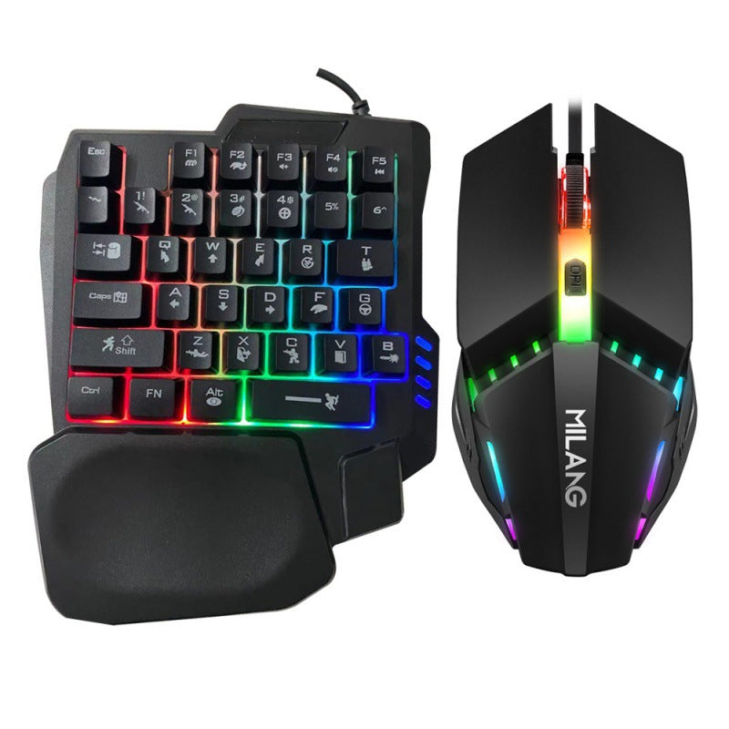 Einhand-Gaming-Tastatur & Maus-Set – Mechanisch, RGB, Ergonomisch