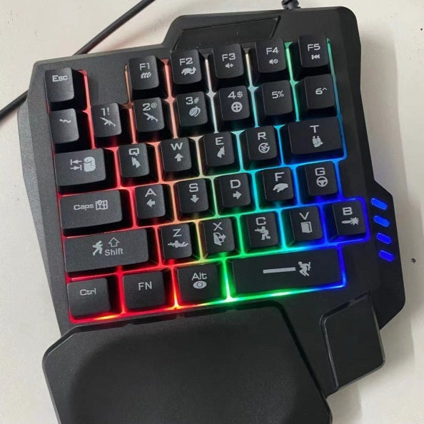 Einhand-Gaming-Tastatur & Maus-Set – Mechanisch, RGB, Ergonomisch